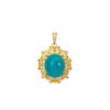 Fashion Natural Amazonite Oval Pendant Necklace
