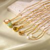 Retro 18K Gold Stainless Steel Titanium Steel Agate Stone Necklace
