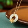 70f29cf3-4066-4a6d-9a8f-5af842a84136.jpg S925 Sterling Silver Gold Plated Hetian Jade Flower Peace Buckle Set Chain Simple Retro