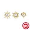 7105c020-aa76-4824-b4a2-caded900a2d4.jpg S925 Sterling Silver Fashion Simple Mini Geometric Glossy Round Eight-pointed Stars Single Row Zircon Set Earrings