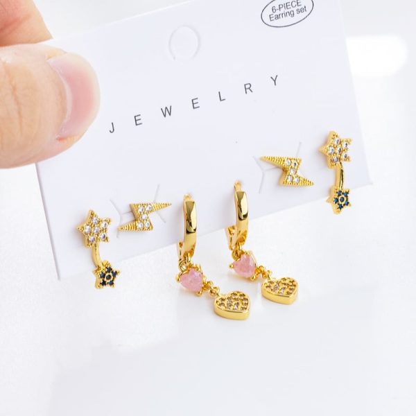 Lightning Current Su Star Earrings Simple And Exquisite 6 Piece Set