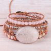 Natural stone beads red wood grain stone bracelet