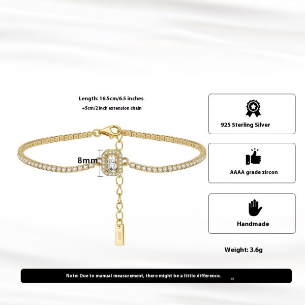 S925 Sterling Silver Tennis Bracelet European And American Affordable Luxury Fashion Temperament