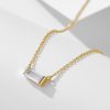 925 Sterling Silver Twelve Birthstone Square Clavicle Chain Women's Simple