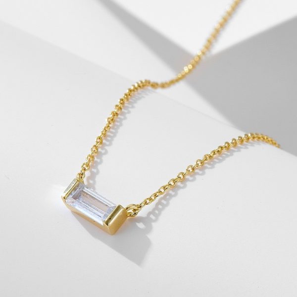 925 Sterling Silver Twelve Birthstone Square Clavicle Chain Women's Simple
