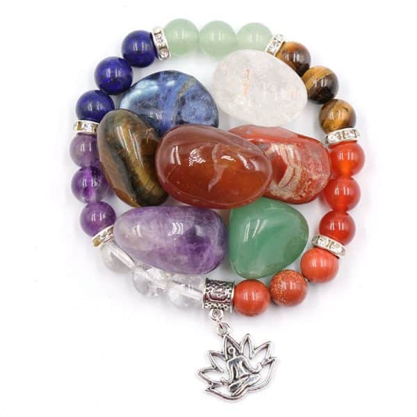 Natural Crystal Carat Irregular Colorful Stone Yoga Colorful Rough Stone Bracelet Set
