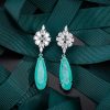 Exquisitely Inlaid Emerald Drop Earrings