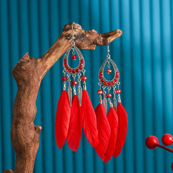 Women's Drop-shaped Feather Earrings Jewelry