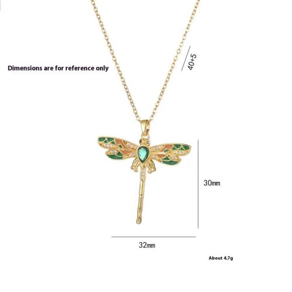 Women's Fashionable Colorful Dragonfly Pendant Necklace