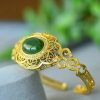 Oval Bracelet Hollow Filigree With Diamond