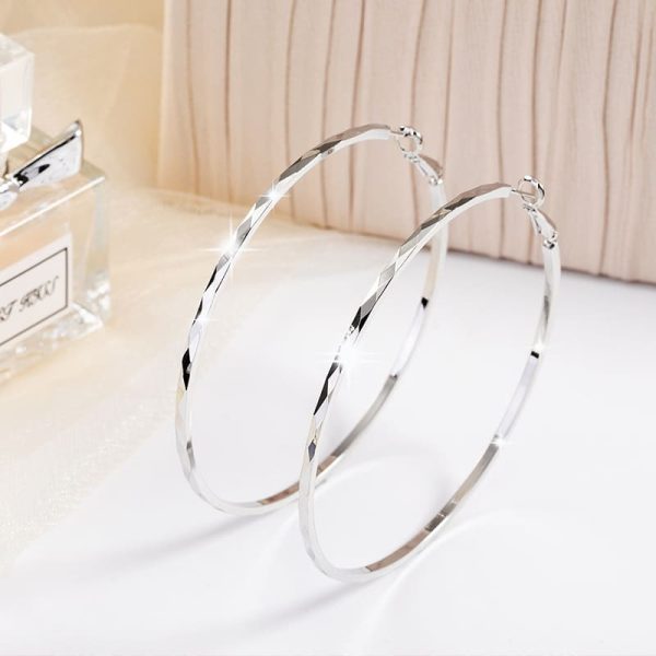 925 Sterling Silver Lace Laser Pattern Circle Earrings