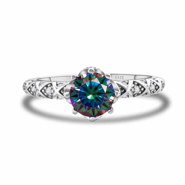 925 Sterling Silver Moissanite Ring Women's Pt950 Gold-plated Vine Winding Light Luxury