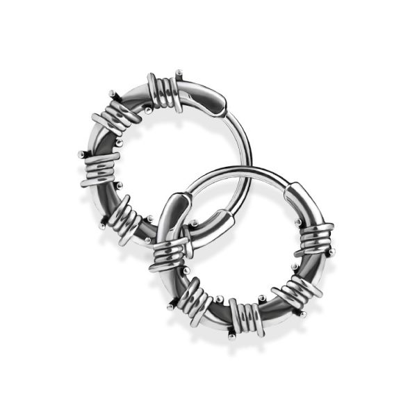 Street Hip Hop Style Vintage Rattan Circle Stainless Steel Earrings
