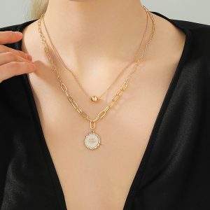 Double-layer Bee Necklace Simple Vintage Sweater Chain