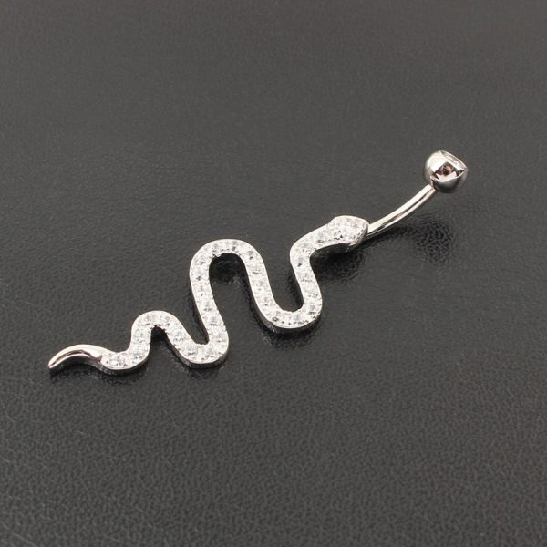 Belly Button Nails With Sterling Silver Snake Set With Zircon