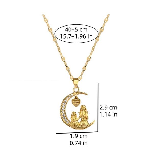 Looking At Moon Heart Light Luxury Temperament Gorgeous Full Diamond Necklace