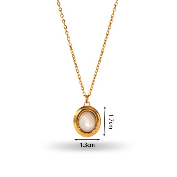 Retro 18K Gold Stainless Steel Titanium Steel Agate Stone Necklace