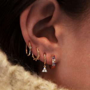 Zircon Triangle Stud Earring Set 4 Piece Set