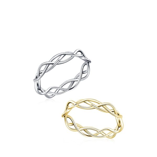 S925 Sterling Silver Irregular Line Hollow Ring For Women
