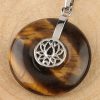 Natural Crystal Lotus Safety Buckle Pendant Multicolor Crystal Necklace