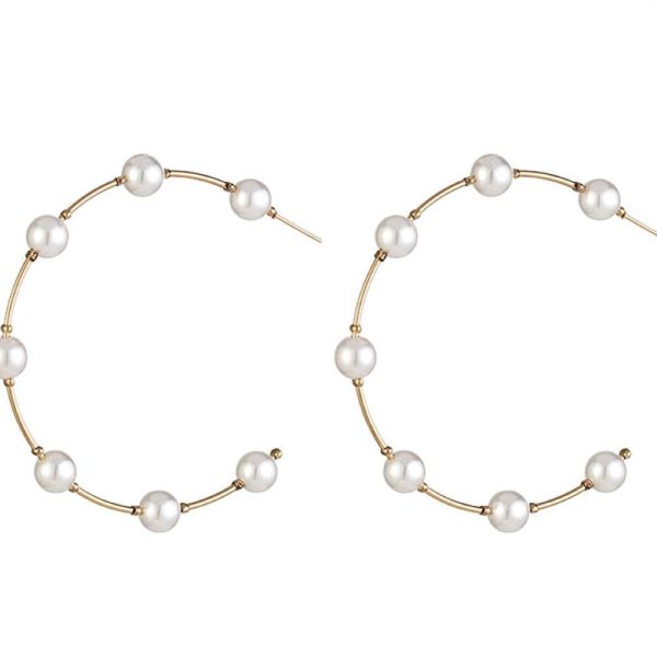 Pearl big circle earrings