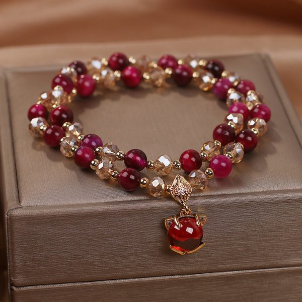Ins Natural Rose Tigereye Crystal Bracelet