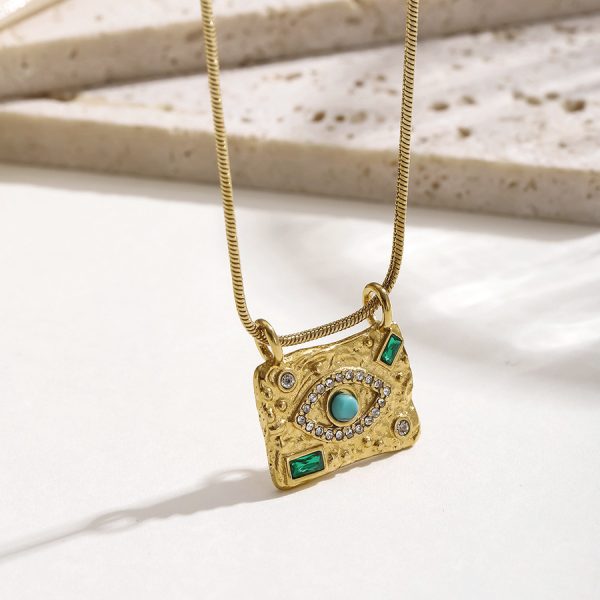 Female Retro Stainless Steel Devil Square Eye Necklace