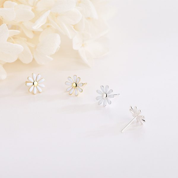 S925 Sterling Silver Sweet Daisies Stud Earrings
