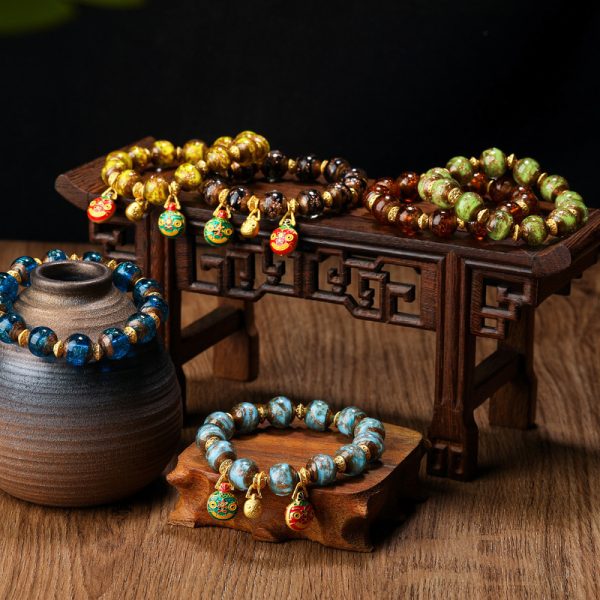 Ancient Golden Sand Colored Glaze Bracelet Two Ends
