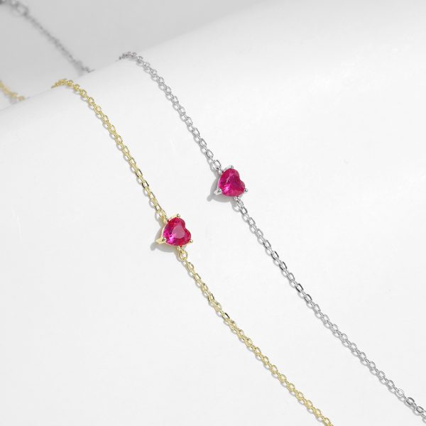 S925 Silver Love Red Diamond Bracelet Female