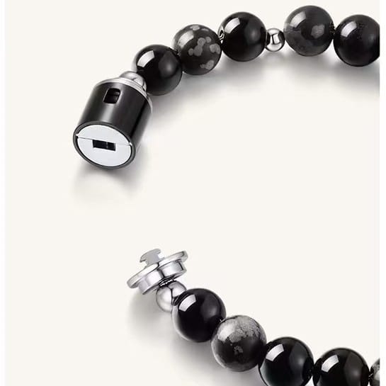 Black Agate Bracelet Small Love Lock Couple Necklace Bracelet