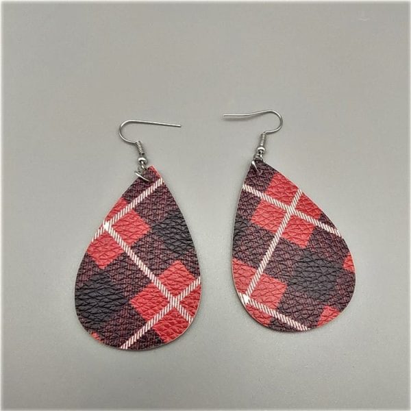 Duplex Printing Drop-shaped Leather Earrings
