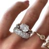 Women's Fashion Mosaic Oval Zircon Elegant Ring Three-piece Set
