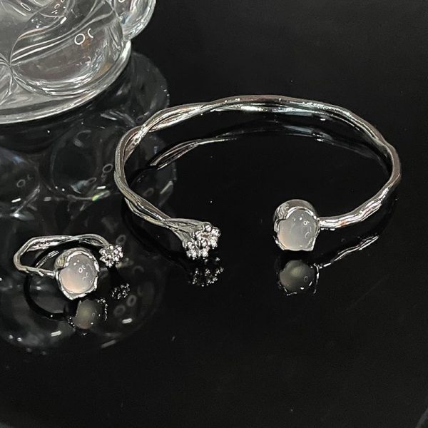 Flower Bud Moonstone Special-interest Design French Gemstone Ring For Women