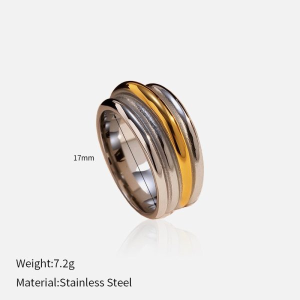 Fashionable Gold And Silver Two-tone Cross Stainless Steel Ring