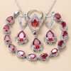 73769c7b-ce18-4c21-a34b-89741c15dd18.jpg Gem-inlaid Pendant Earrings Necklace And Four-piece Ring Set Pack