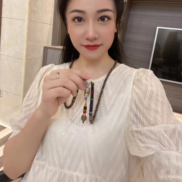Retro Ethnic Sweater Chain Long Wooden Pendant