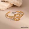 European And American Open Stainless Steel Bracelet 18K Gold Plating Heart-shaped Design Sense