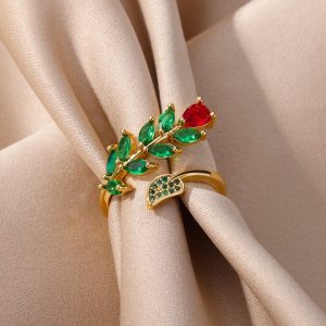 Creative Flower Zircon Opening Adjustable Ring