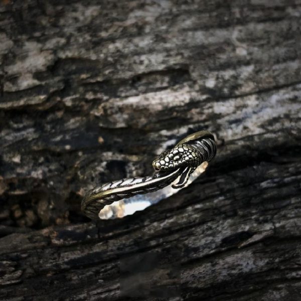 Thai Silver Handmade Mysticism Ouroboros Niche Open Couple Ring