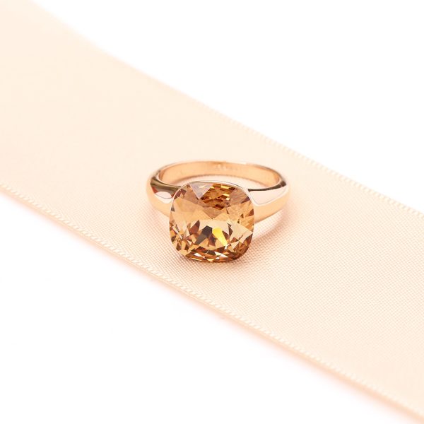 European And American Classic Light Luxury Multi-color Artificial Crystal Square Ring For Women