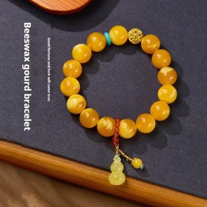 Yellow Chicken Grease Beeswax Gourd Fu Lu Bracelet