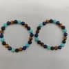 Tiger Eye Volcano Stone Orchid Pine Matte Blue Gold Stone Bracelet