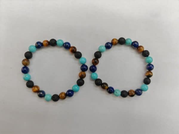 Tiger Eye Volcano Stone Orchid Pine Matte Blue Gold Stone Bracelet