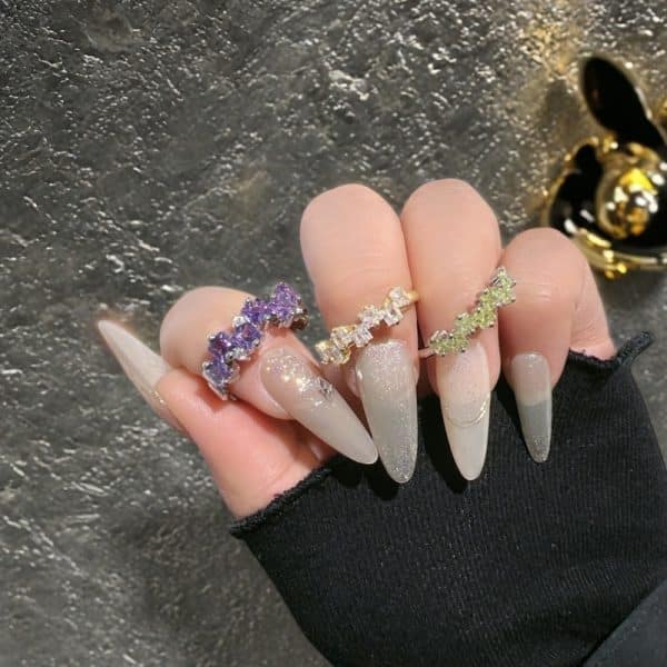 Fashion Color Open-end Zircon Ring Women