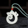 Xinjiang Hetian Jade Greenish White Jade Pendant Twelve Zodiac Dragon Necklace