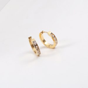Half Circle Cubic Zirconia Earrings Titanium Steel Gold Plated