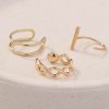 Cool Personality Lady Ear Bone Clip Earrings, Gold Fashion Simple Earring Clip 3-piece Set