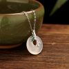 Natural Chalcedony Peace Buckle Necklace Female Chinese Style