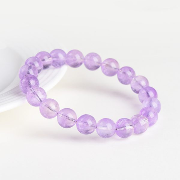 Lavender Round Beads Iced Light Purple Crystal Bracelet